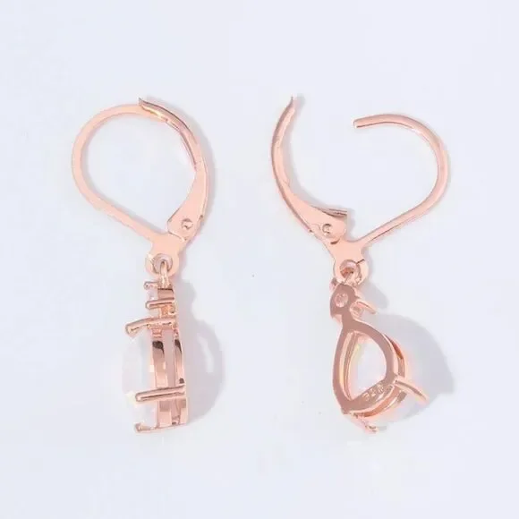 14K Rose Gold with Genuine White Fire Opal and CZ Teardrop  display picture 1